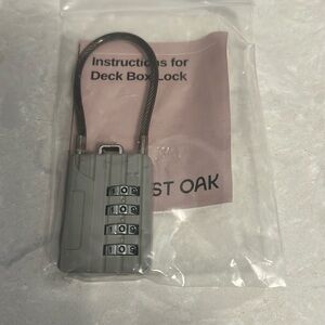Unopened brand new padlock that came with East Oak Deck Box